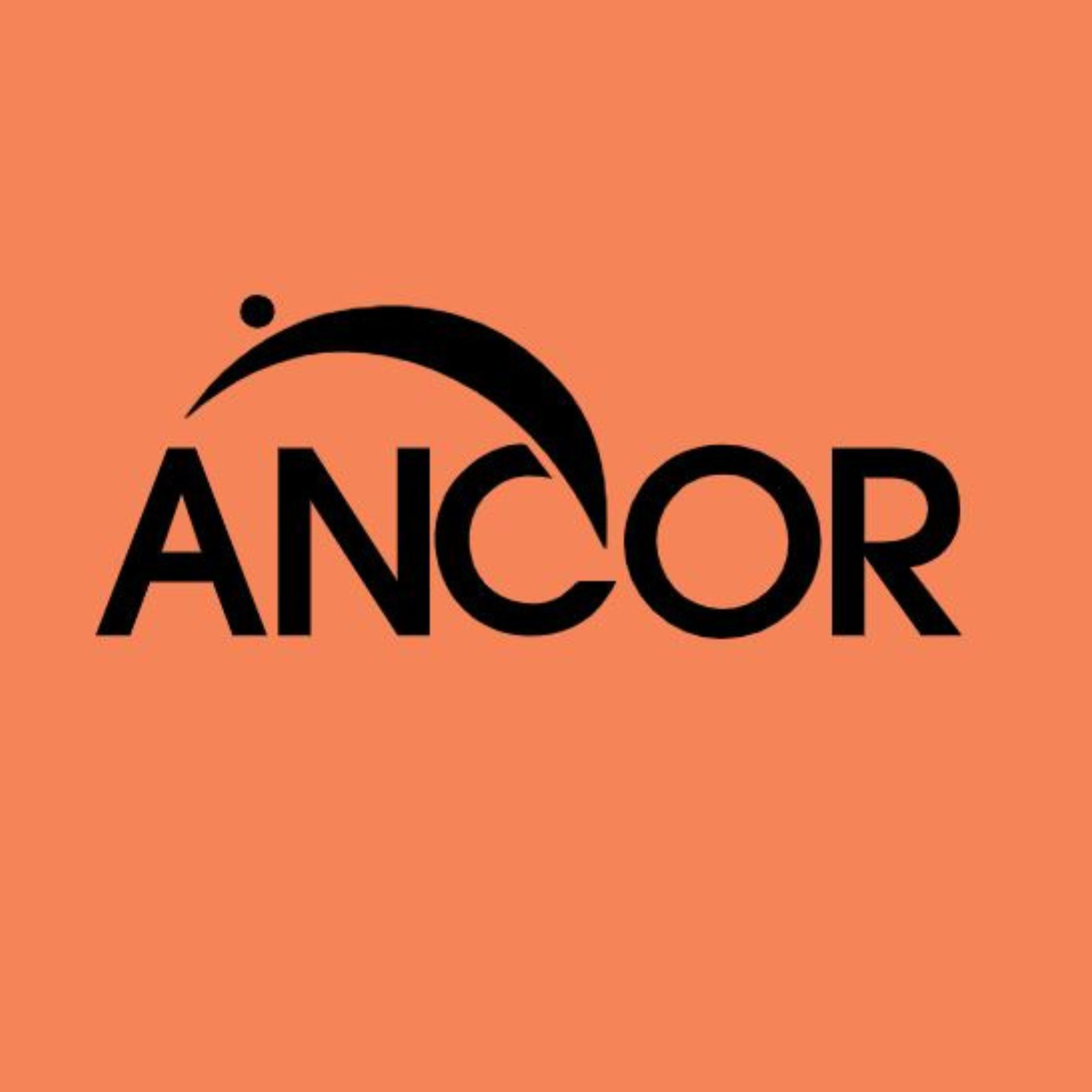 Black ANCOR text with peach-colored background