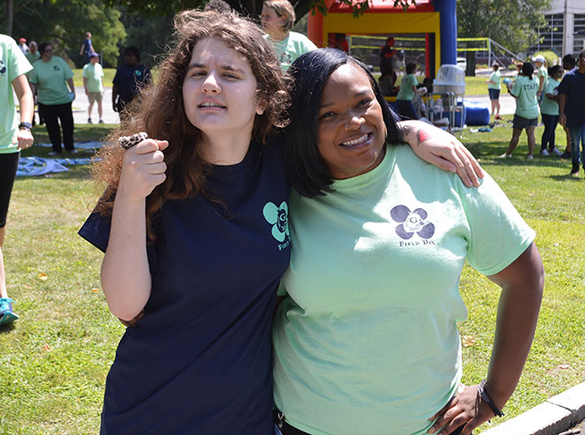 Student and teacher at Field Day