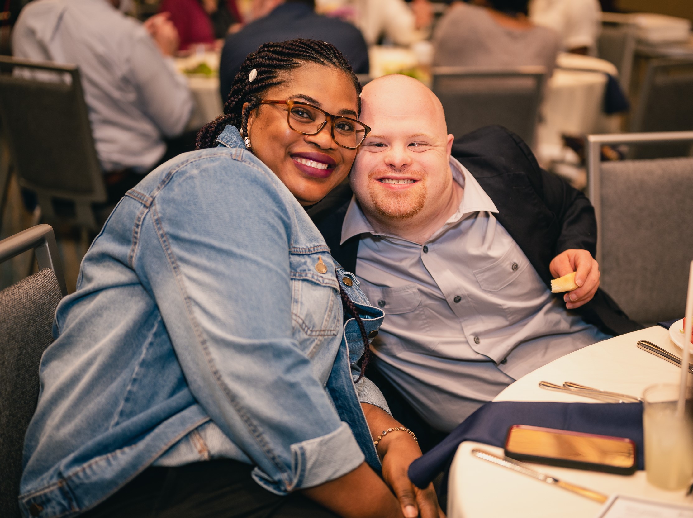 Adult and staff member at Guild Awards Ceremony