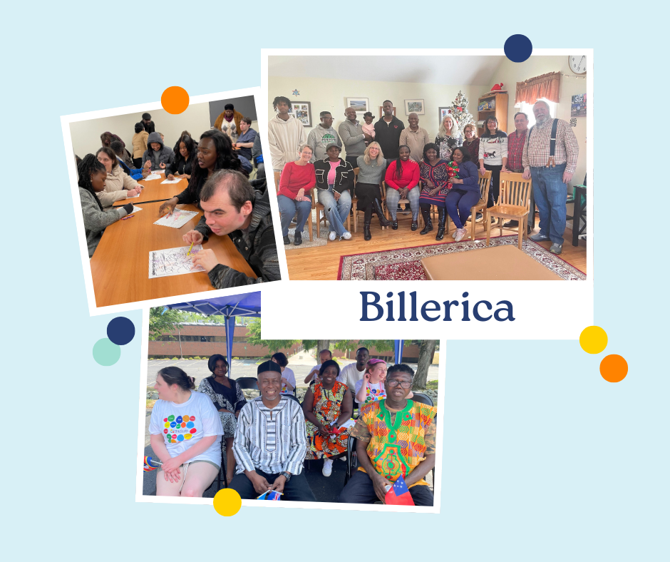 A collage of Billerica direct support staff and residents