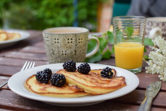 Pancakes and orange juice