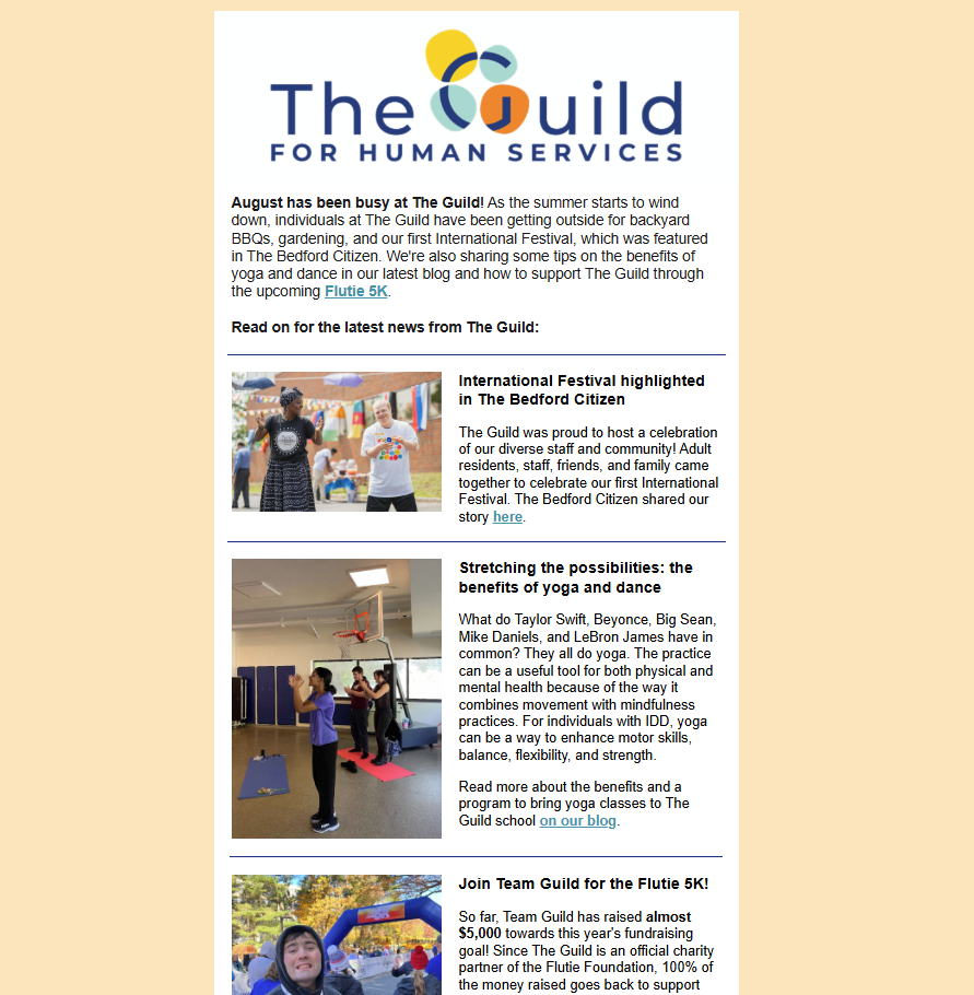 Screenshot of August 2025 newsletter at a glance