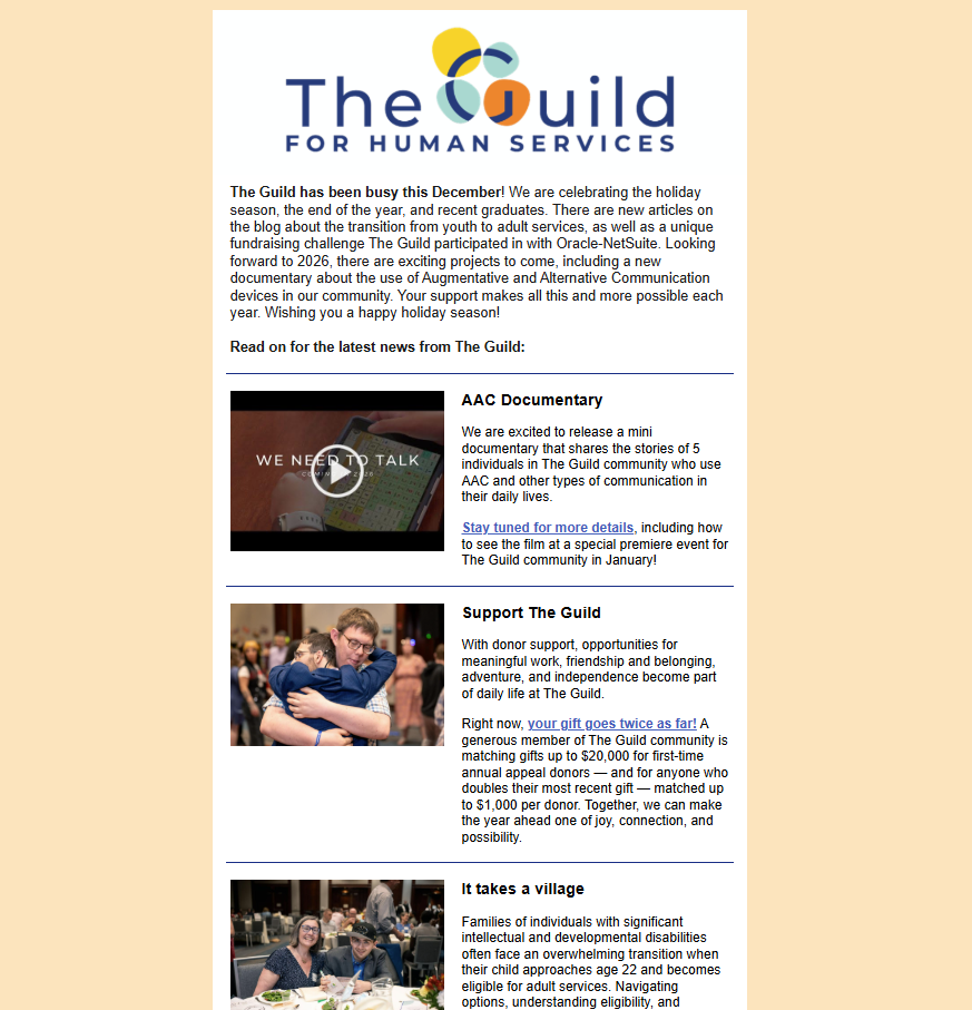 Screenshot of December 2025 newsletter at a glance