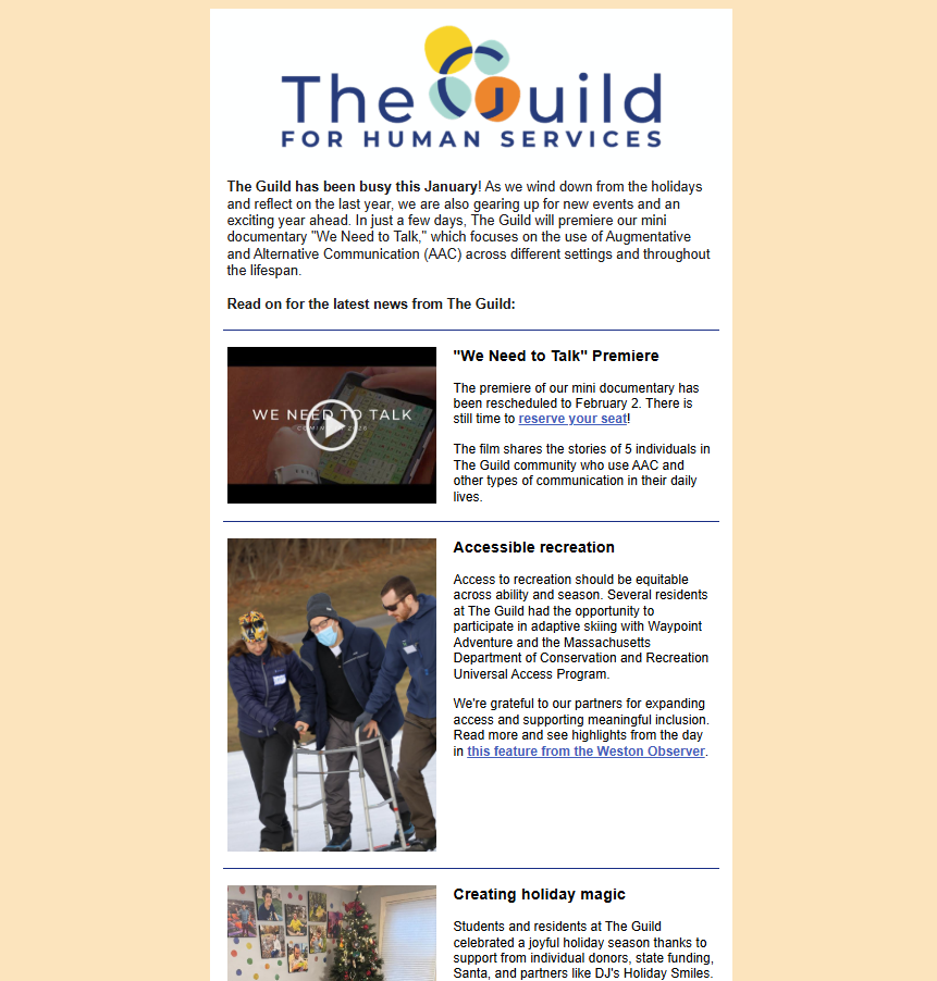 Screenshot of January 2026 newsletter at a glance