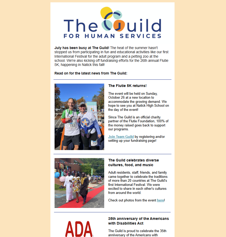 Screenshot of July 2025 newsletter at a glance