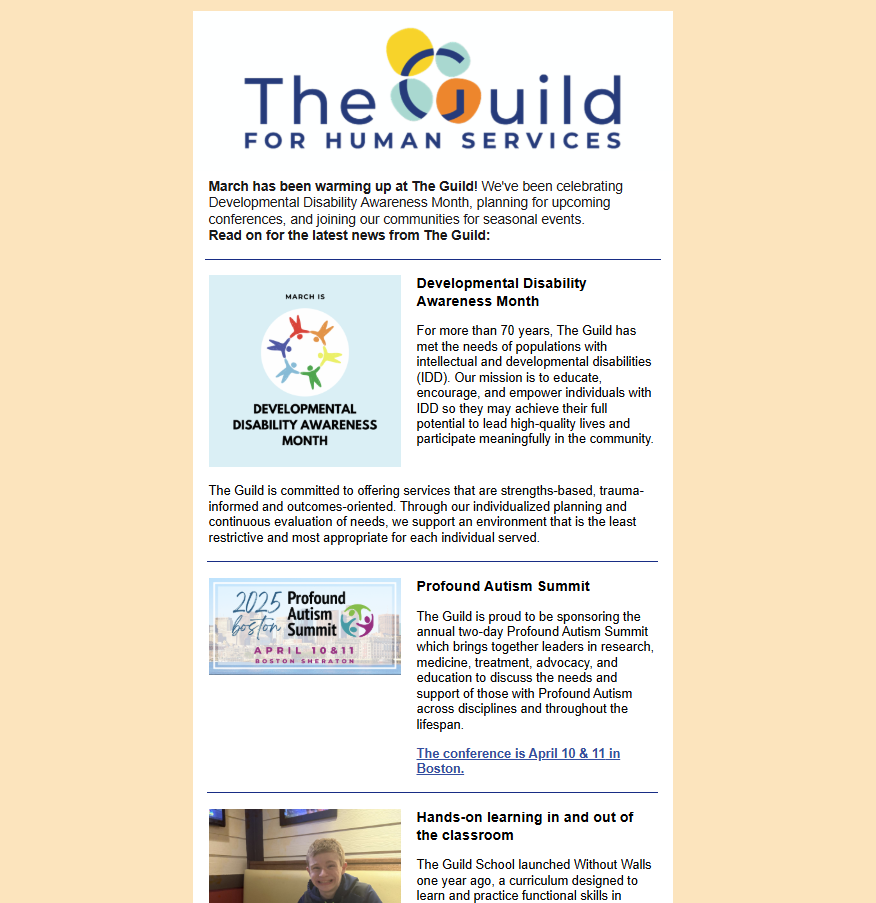 Screenshot of March 2025 newsletter at a glance