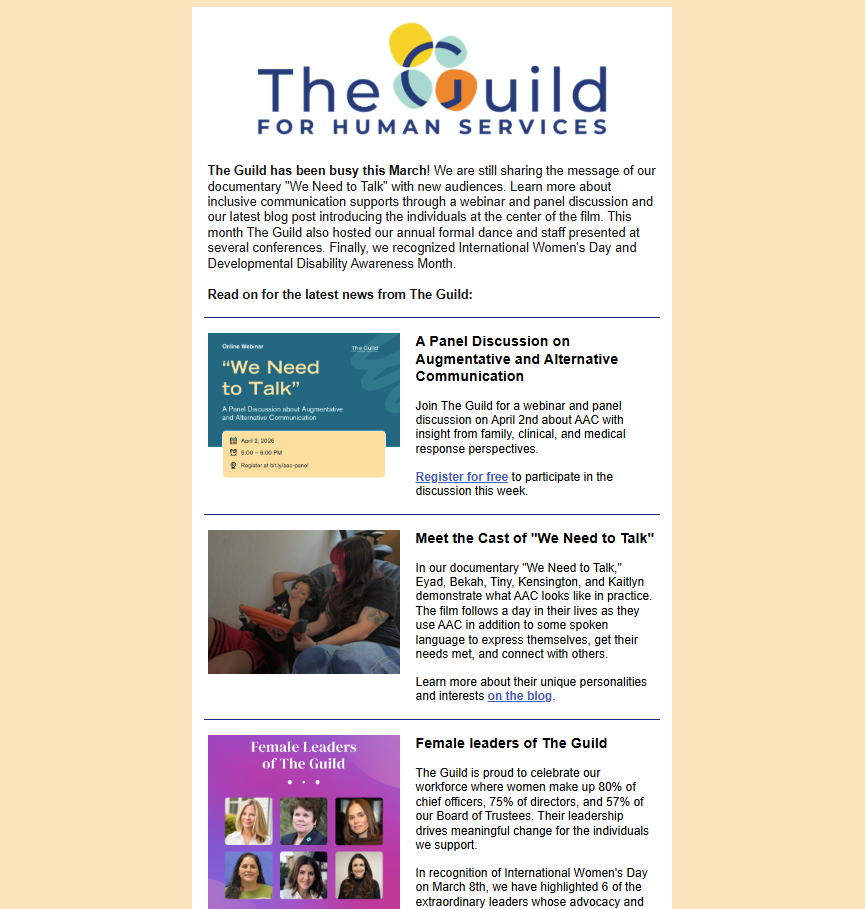 Screenshot of March 2026 newsletter at a glance