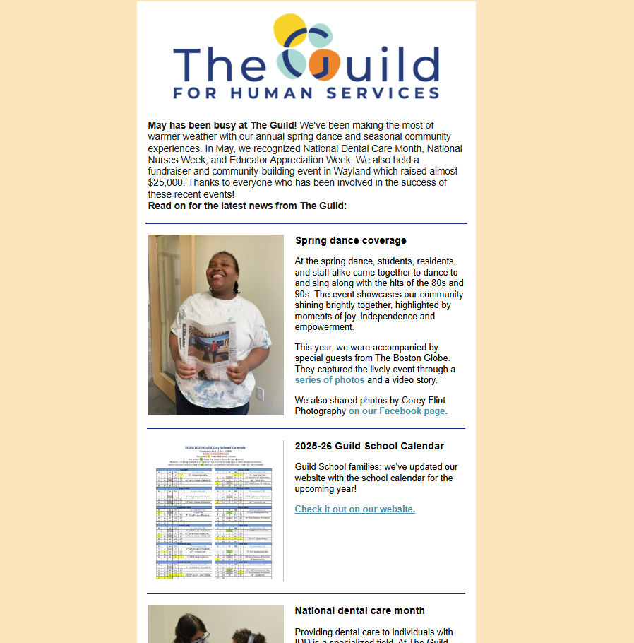 Screenshot of May 2025 newsletter at a glance