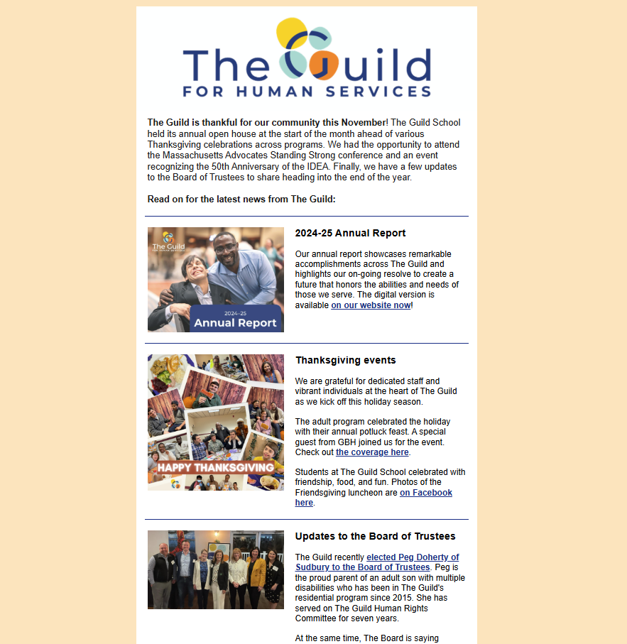 Screenshot of November 2025 newsletter at a glance