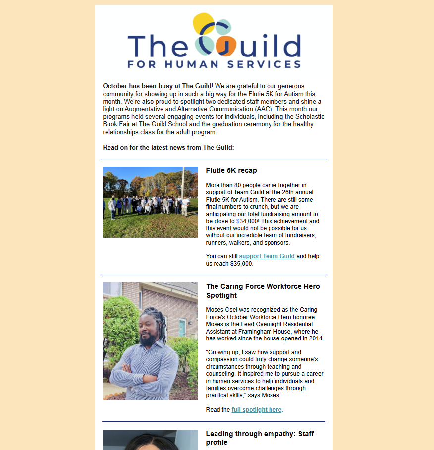 Screenshot of October 2025 newsletter at a glance