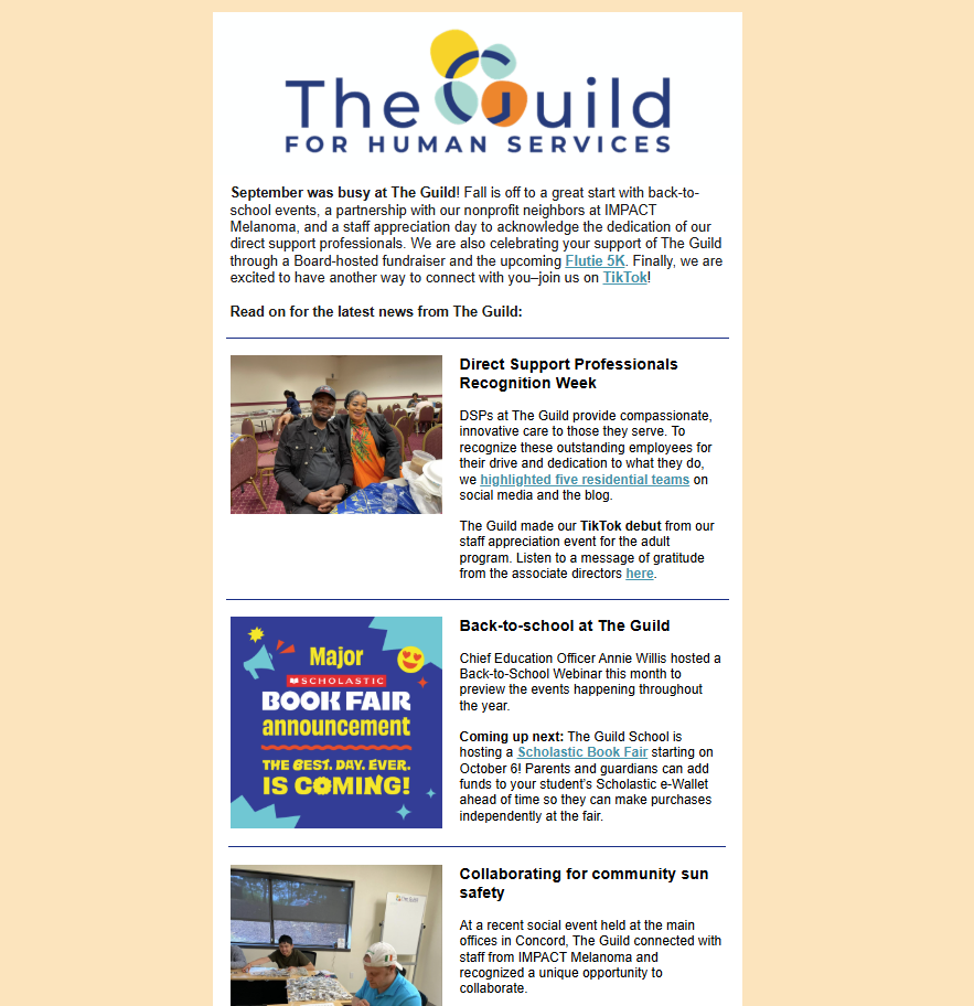 Screenshot of September 2025 newsletter at a glance