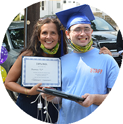 Guild School graduate with mother