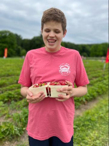 Guild adult on strawberry picking trip