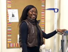 Sandra Kalambayi in the nursing office