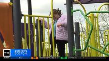 Student playing on playground